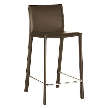 Baxton Studio Crawford Brown Leather Counter Height Stool, PK2 A-2295